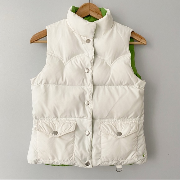 American Eagle Outfitters Jackets & Blazers - American Eagle Puffer Down Vest Reversible Lofty Warm Vest Ivory White Green XS